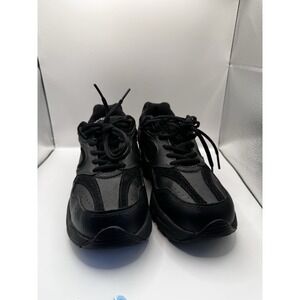 Apex X801 Men's Sz 9 Wide Black Leather Orthopedic Walking Running Shoes Sneaker